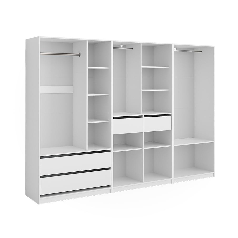Vicco Elmo Flügeltür-Kleiderschrank-Set, Weiß, 100 x 200 cm, 3er Pack