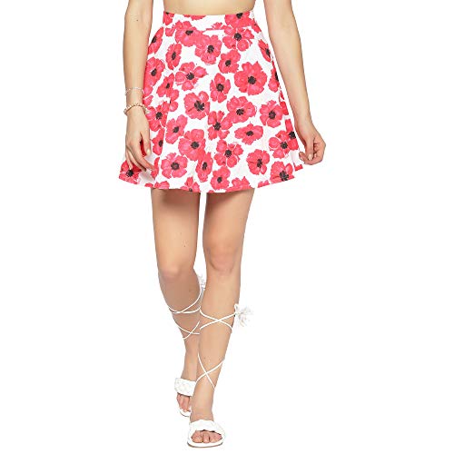 Image of Sera Women's Floral Print Black Viscose Rayon A-Line Casual Mini Skirt