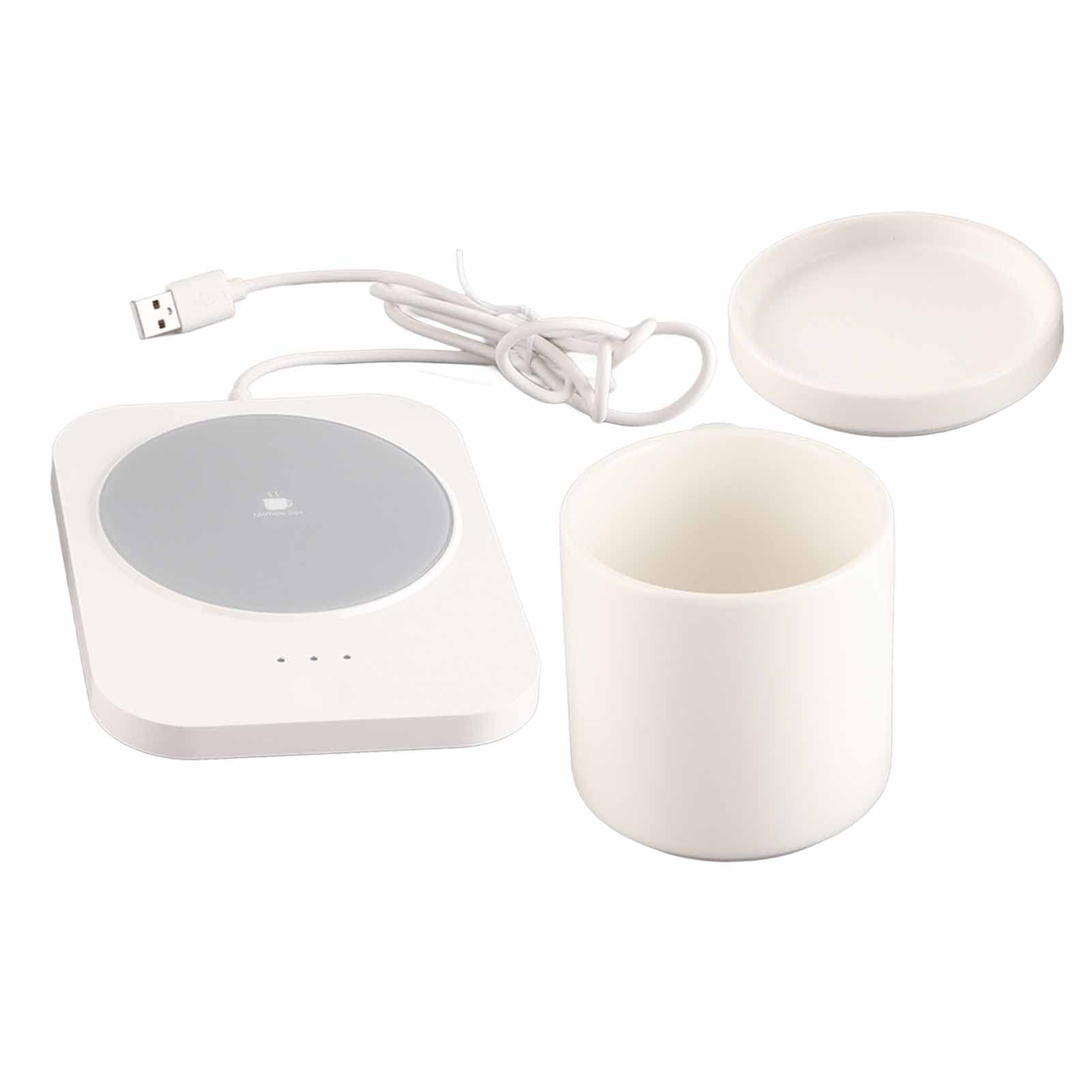 Podgrzewacz do kubka na kubek USB z 3 ustawieniami temperatury Szybkie ogrzewanie do biurka domowego Użyj Abs Ceramika Materiał 15 W Zasilanie (Biały)