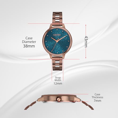 Image of Matrix Daisy Collection | Analog Watch for Women | Rose Gold Bracelet Strap | Premium Blue Dial | Stylish & Modern