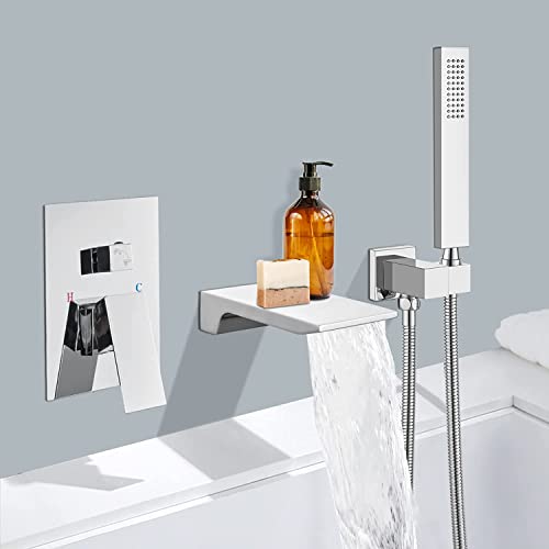 Douche à main le bec de cascade avec un remplissage de baignoire mitigeur mural noir mat