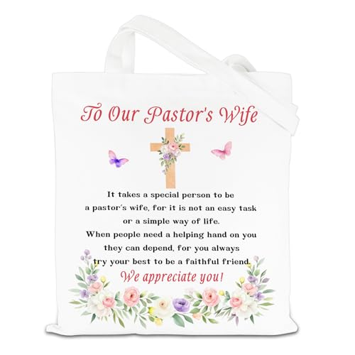 Pastors Wife Appreciation Gifts, Mothers Day Gifts for Pastor Wife, Christian Tote Bag Thank You for Pastor Wifives First Lady, Thank You Presents for Pastors Wives Birthday Anniversary Wedding