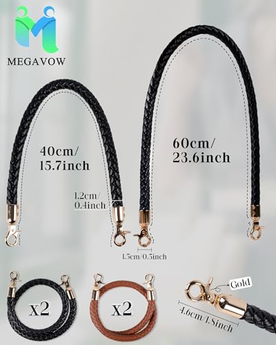 MEGAVOW 2 pcs Replacement Bag Straps with Braided Handle, PU Leather Handbag Straps Purse Shoulder Strap with Metal Hook - Image 2