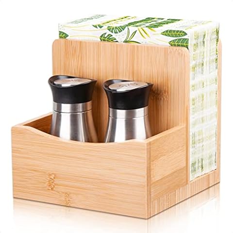 MOLEDINO Bamboo Salt Pepper Napkin Holder Set Cover