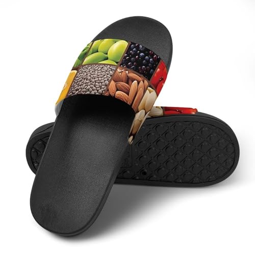 Squares of Fruits and Vegetables Eating Non Slip Slides Sandals for Women Men Quick Drying Shower Shoes for Bathroom Pool Beach4