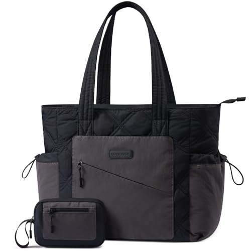 Image of LOVEVOOK Tote Bag for Women, puffer tote bag for Work Travel Nurse, Lightweight quilted Bags with Compartments