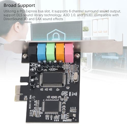 Annadue Tarjeta de Sonido PCIe, Tarjeta de Interna 5.1 con Soporte de Perfil bajo para 7 Vista 32 PC de 64 bits, Sonido Envolvente Estéreo 3D, Eliminación de Balance de Ruido - imagen 4