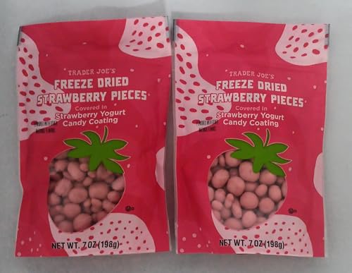 Trader Joe's Freeze Dried Strawberry Pieces with Strawberry Yogurt Candy Coating, 7 oz (2 Bags)