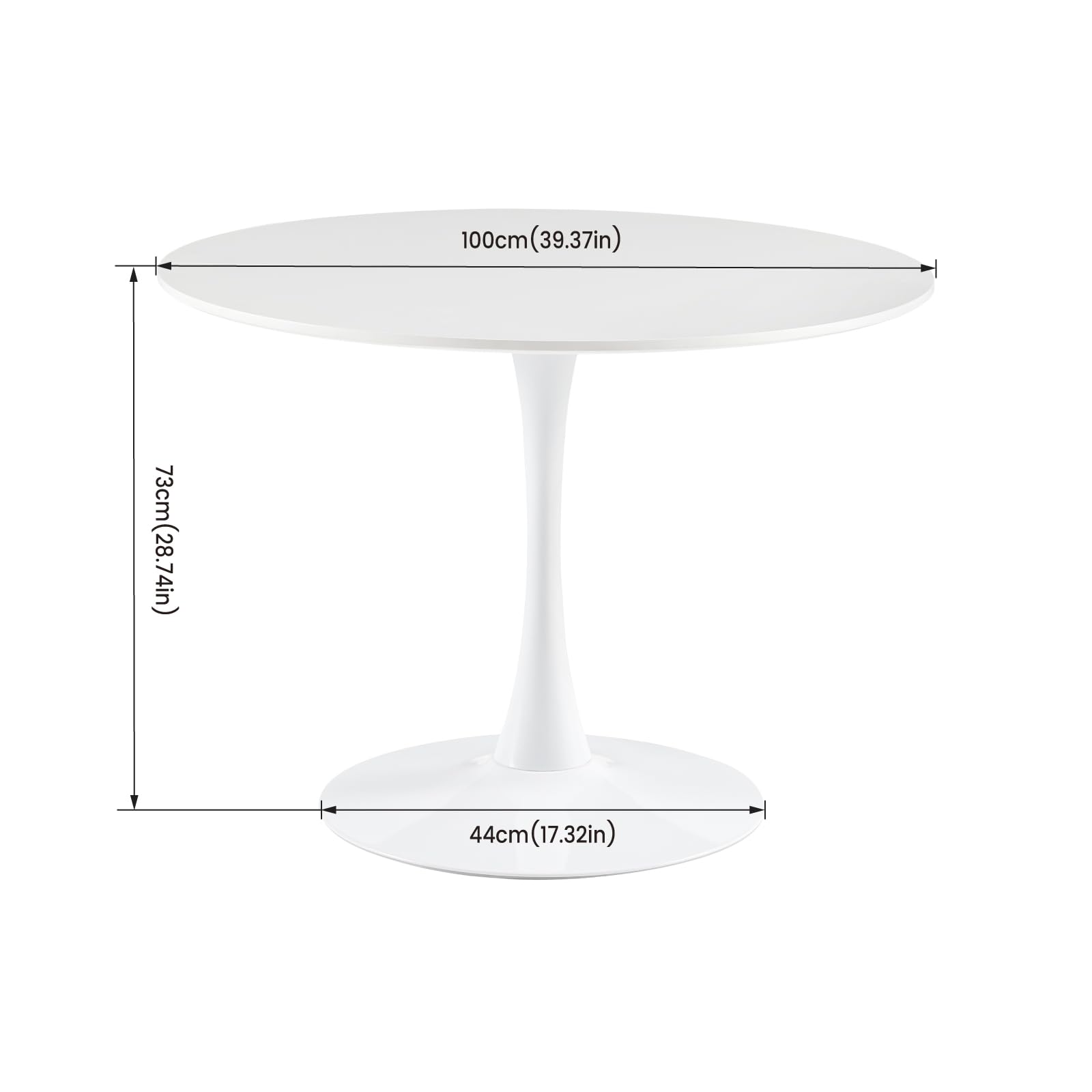 buybyroom Tavolo da pranzo rotondo moderno, Ø - 100 cm, scrivania, tavolo da bar, adatto per cucina, sala da pranzo, soggiorno e ufficio, per 4 persone, bianco