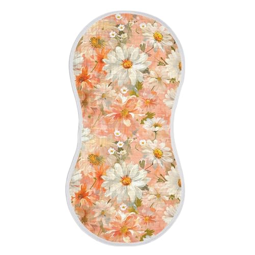xigua White Wildflowers Baby Burp Cloths for Newborn Boys and Girls 1 Pack, Soft & Absorbent Cotton Baby Burp Cloth, Baby Washcloths, Newborn Towel, Burp Rags