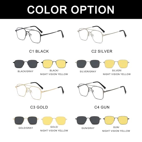 Image of 3in1 Magnetic Clip On Sunglasses Polarized For Women Mens Blue Light Glassess Aviator Stylish Eyewear for Drivers