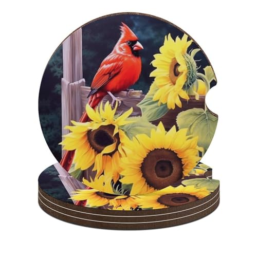 4PCS Portavasos para Auto con Diseño Girasol Rojo miniatura 1