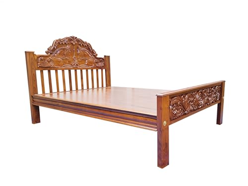 Aone - Original Teakwood Bed Frame (King 6.5 * 5ft) | Horse Carved Headboard