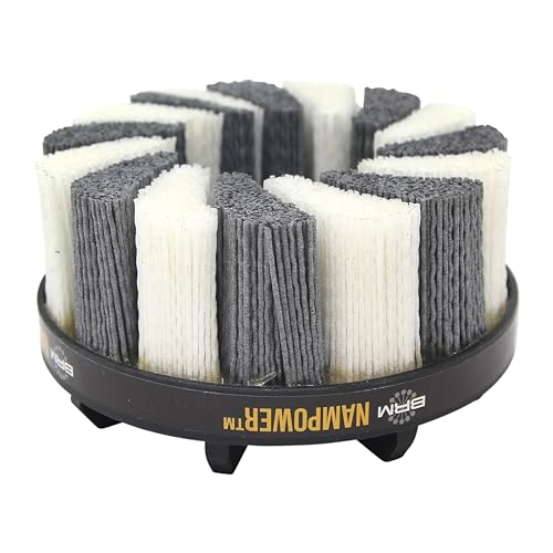 Image of Brush Research ADT12538180 Nampower Turbine Style Abrasive Disc Brush, Combination Silicon Carbide /Ceramic Filament, 125mm Diameter, 38mm Bristle Length (Pack of 1)