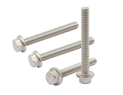 Image of LBY 20pcs Hex Flange Bolt, 1 /4-20 x 2'' (Fully Threaded) Flanged Hex Head Bolts, Flange Hexagon Screws, 304 Stainless Steel (Silver)