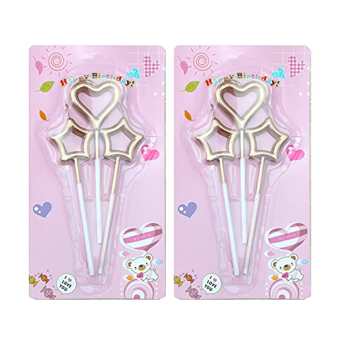 Lahviuu 2 PCS Candeline Compleanno a Cuore 4 PCS