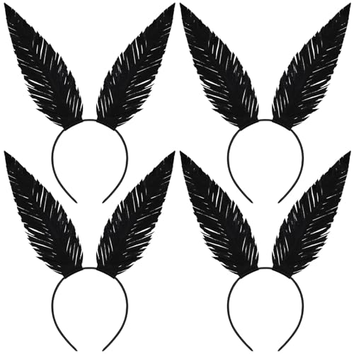 Thiccywoov 4 pcs Halloween Moth Antenna Headbands felt Moth Cosplay Costume HairBand Halloween Party Costume Accessory(Black)