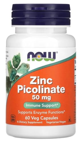Now Foods - ZINC PICOLINATE 50 mg | Apoya el sistema inmunológico y la salud de la piel - 60 Cápsulas Vegetales