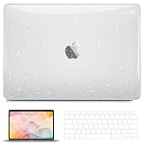 G JGOO Compatible with MacBook Air 13 inch Case 2021 2020 2019 2018 Release M1 A2337 A2179 A1932 with Retina & Touch ID, Glitter Sparkle Hard Shell Cover + Keyboard Cover + Screen Protector, Clear