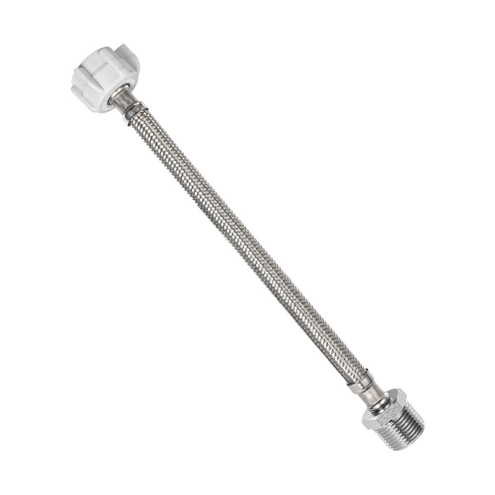 Photo 1 of PLUMBINGMASTER 8 Inch Flexible Toilet Connector Extension, 7/8 female x 7/8 male Hose Adapter, Stainless Steel Braided Hose to Toilet Tank Compatible,1 pcs