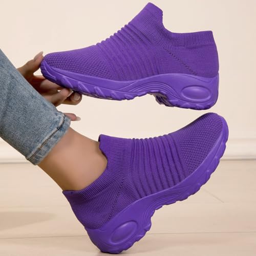 Image of Non Slip Work Shoes Women, Slip On Sneakers Women,Work Shoes Walking Gym Nurse Mesh Casual Fashion Sneakers Comfort Breathable Lightweight