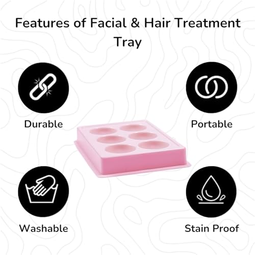 Image of 6 Cup Facial Tray for Facial Mask, Professional Washable Stain Proof Heavy Plastic Plate, Facial Makeup Cosmetic Tool, BabyPink (pack of 1)