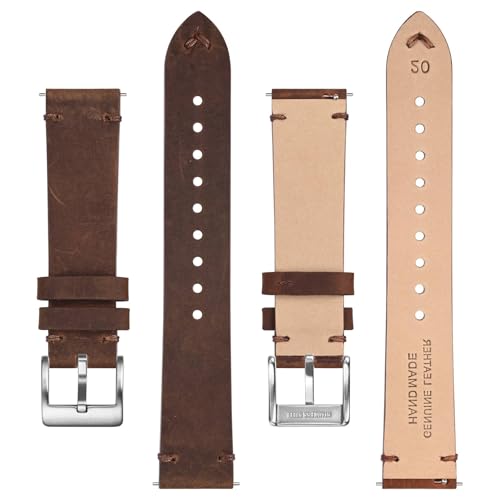 BISONSTRAP Distressed Leather Watch Strap, Watch Strap for Men, Quick Release Spring Bars, Strap Width 18 mm, 20 mm, 22 mm