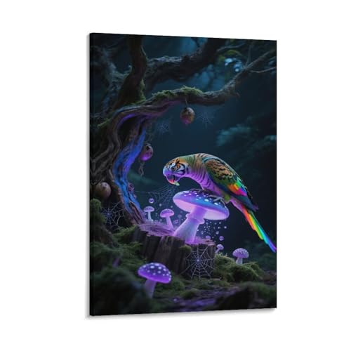 Perruche tableau murale 30x45cm impression 3D toile imperméable salon