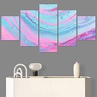 SIGNWIN 5 Panel Canvas Wall Art Modern Art Abstract Brushstroke Contemporary Edgy Mixed Media Multicolor for Home Decorations Ready to Hang - 60