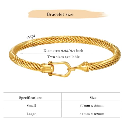 Twisted Cable Bracelet for Women 5mm Stainless Steel Cuff Bangle Bracelet with Hook Clasp Designer Brand Inspired Jewelry Valentine Day Gift4
