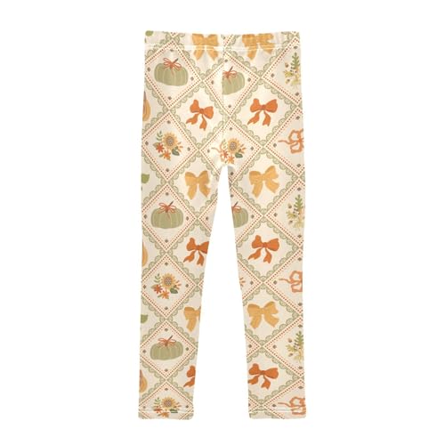 Bow and Pumpkin Girls Leggings,Workout Leggings for Girls Toddler Athletic Legging Size for 3-10T2