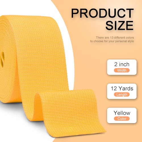 Image of CooBigo 12 Yards Webbing 1 inch & 1.5 inch & 2 inch Polypropylene Webbing Strap 1 Inch 1.5 Inch 2 Inch Wide Webbing Strapping for Bags /Lawn Chair /Pool Solar Cover DIY Crafting