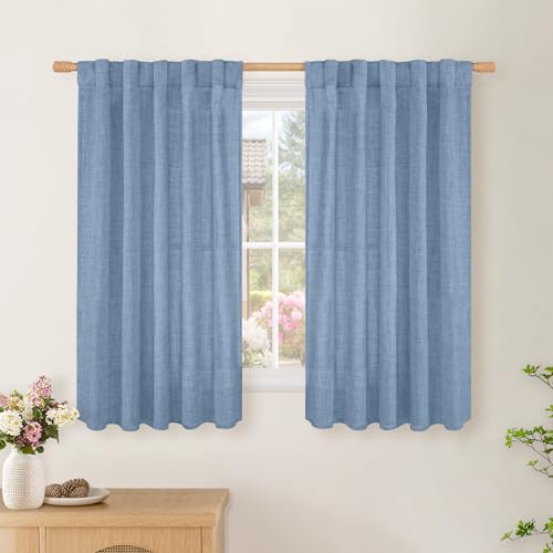 BGment Denim Blue Curtains 54 Inch Length for Short Windows,