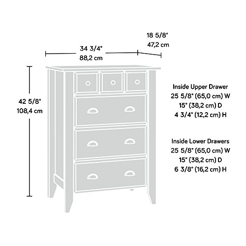 Sauder Shoal Creek 4-Drawer Dresser, Soft White Finish #TOP2