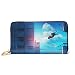 Produktbild Anime Cloud Geldbörse aus echtem Leder, mit Reißverschluss, Münzfach, Kartenhalter, Organizer, Clutch, großes Fassungsvermögen für Männer und Frauen