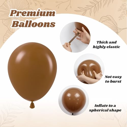 Image of 12inch Brown and Gold Balloons with Light Sand White Confetti Balloons