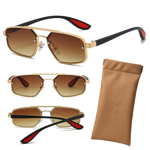 SAMDAKAL Retro Anti-Blue Light Sunglasses Men's and Women's Driving Sunglasses Fashion Sunglasses with Glasses Bag
