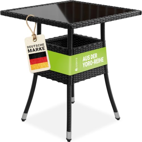 Juskys Polyrattan Gartentisch Yoro wetterfest - Balkontisch 60x...