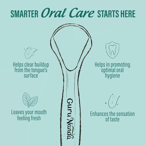 Image of GuruNanda Tongue Scraper for Adults (4-Pack) with Travel Case, 420 Medical Grade Stainless Steel, Aids in Fresh Breath & Oral Care - Travel-Friendly