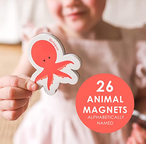 Curious Columbus Animal Magnets - 52 Toddler Magnets For Refrigerator - Fridge Magnets For Toddlers Play With Magnetic Letters - Abc Kid Magnet For Alphabet Learning - Kids Foam Animals A-Z Activities #TOP6