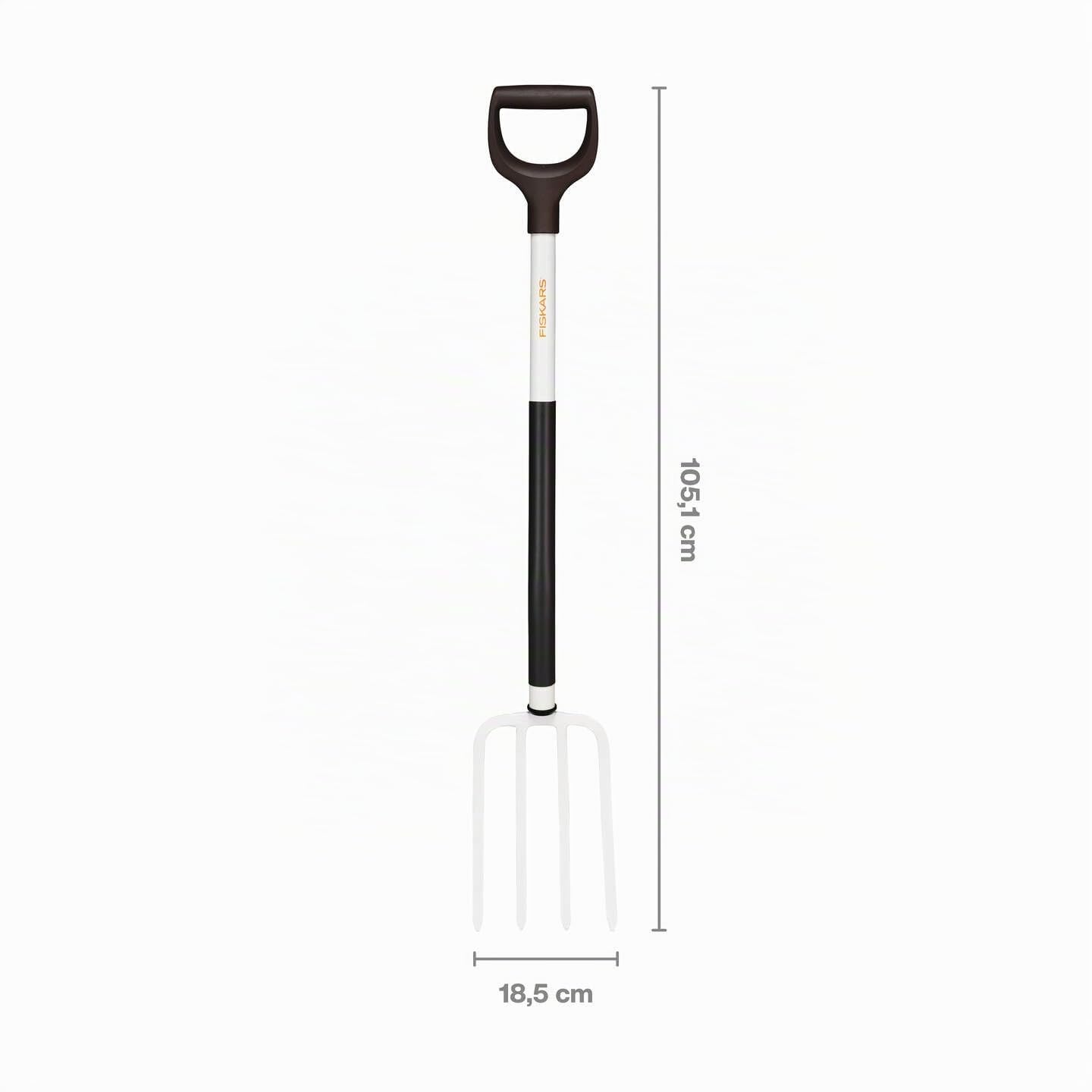 Fiskars Forcone per Terreni Morbidi e Friabili, con 4 Rebbi | Lunghezza: 105 cm, Rebbi e Manico in Acciaio di Alta Qualità, Nero/Bianco, Bianco, 1070715