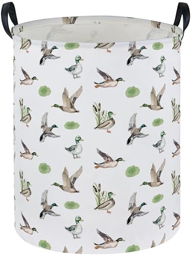 Essme Kids Laundry Basket,Duck Hamper Collapsible Waterproof Storage Bin for Home Decor,Gift Baskets(Green Duck)