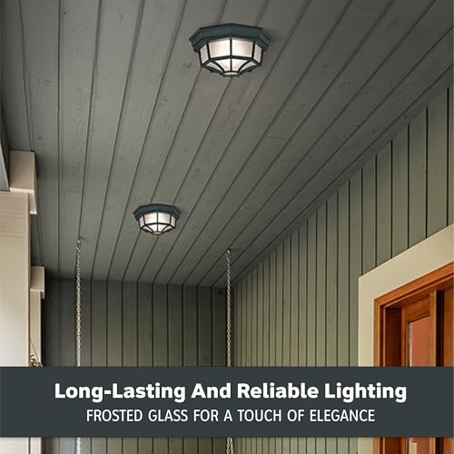 Image of Designers Fountain 2067-BK Builder Cast Outdoor Flush Mount Ceiling Light, 10.5 in W, Black