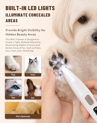 Image of Pet Micro Precision Trimmer - Upgraded 0.71in Blade Dog Hair Trimmer for Grooming Paws Eyes Ears Butt, 50dB Quiet Cordless Shaver, 90 Min Runtime Cat Shaver Grooming Kit