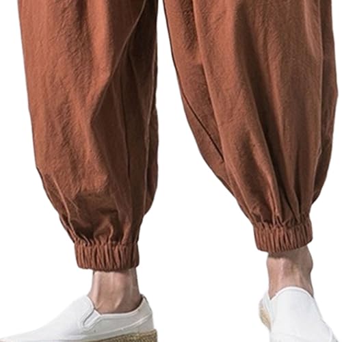 Mens Drop Crotch Harem Pants Wide Leg Baggy Lounge Pants Casual Yoga Loose Fit Streetwear Trousers for Travel4