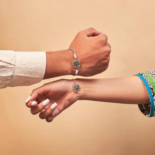Image of Salty Rakhi for Brother & Bhaiya Bhabhi | Wrist Band Gift Pack for Sister, Bro, Bhaiya and Bhabhi | Bracelet for Men, Women | Fancy Jewellery Combo Gifts | Gift for Rakshabandhan | Traditional Rakhi Gift