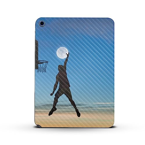Image of MightySkins Carbon Fiber Skin Compatible with Apple iPad 10.9 inch 10th Gen (2022) Full Wrap Kit - Moon Dunk | Protective, Durable Textured Carbon Fiber Finish | Easy to Apply | Made in The USA