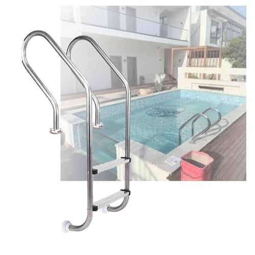 Escalera para piscina con 2 peldaños y pasamanos de acero inoxidable miniatura 1