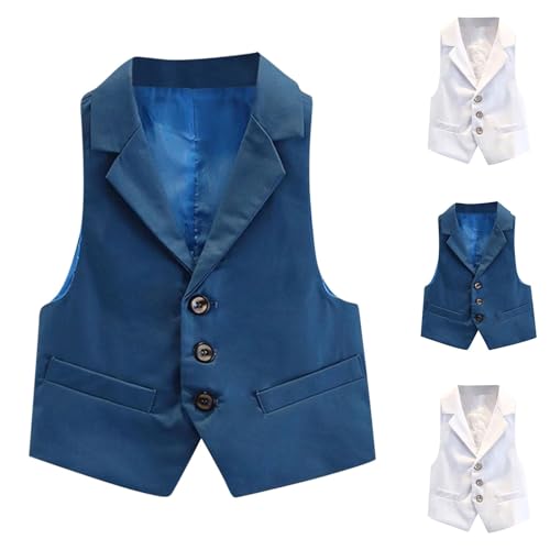 Boys Girls Casual Button Down Suit Vest Sleeveless Cute Wedding Prom Waistcoat for Kids 2-15 Years2