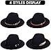 Womens Fedora Hat Classic Wide Brim Floppy Panama Hat with Ring Belt Buckle Wool Fashion Fedora Hat